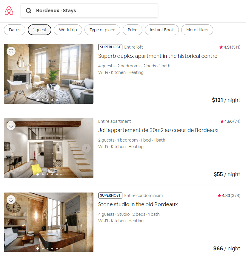 Bordeaux has hundreds of Airbnb options in great locations! 